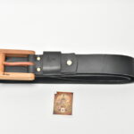 Opasok exkluzív s drevenou prackou, obvod pásu: 75-115cm, zdobenie: bez zdobenia, farba: čierna