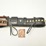 Opasok exkluzív s drevenou prackou, obvod pásu: 75-115cm, zdobenie: hĺbková ražba + kov. ozdoby, farba: čierna